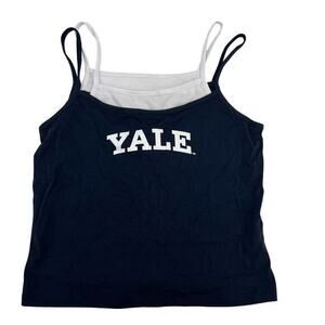 Yale Univerity blue & white game day spell out cropped tank top size medium
